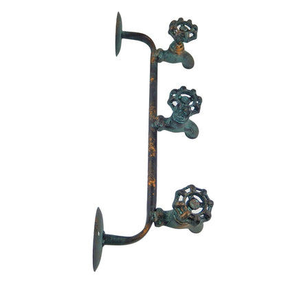 3 Knobs Water Spigot Wall Hook Iron Coat Rack Towel Hanger Vintage Copper Look