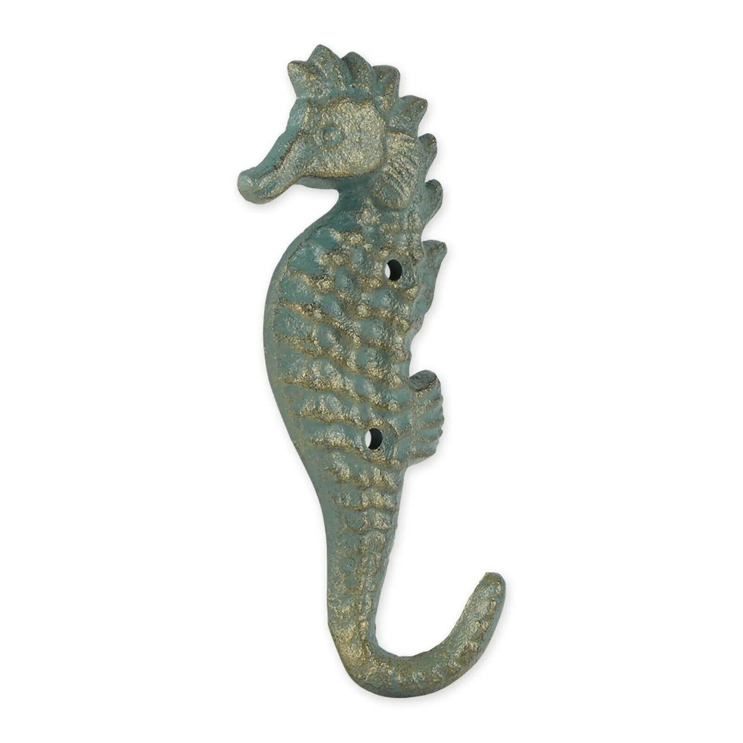 Seahorse Wall Hook Cast Iron Coat Towel Key Hanger Antique Bronze Green 6.5"