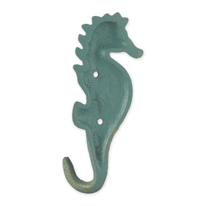 Seahorse Wall Hook Cast Iron Coat Towel Key Hanger Antique Bronze Green 6.5"