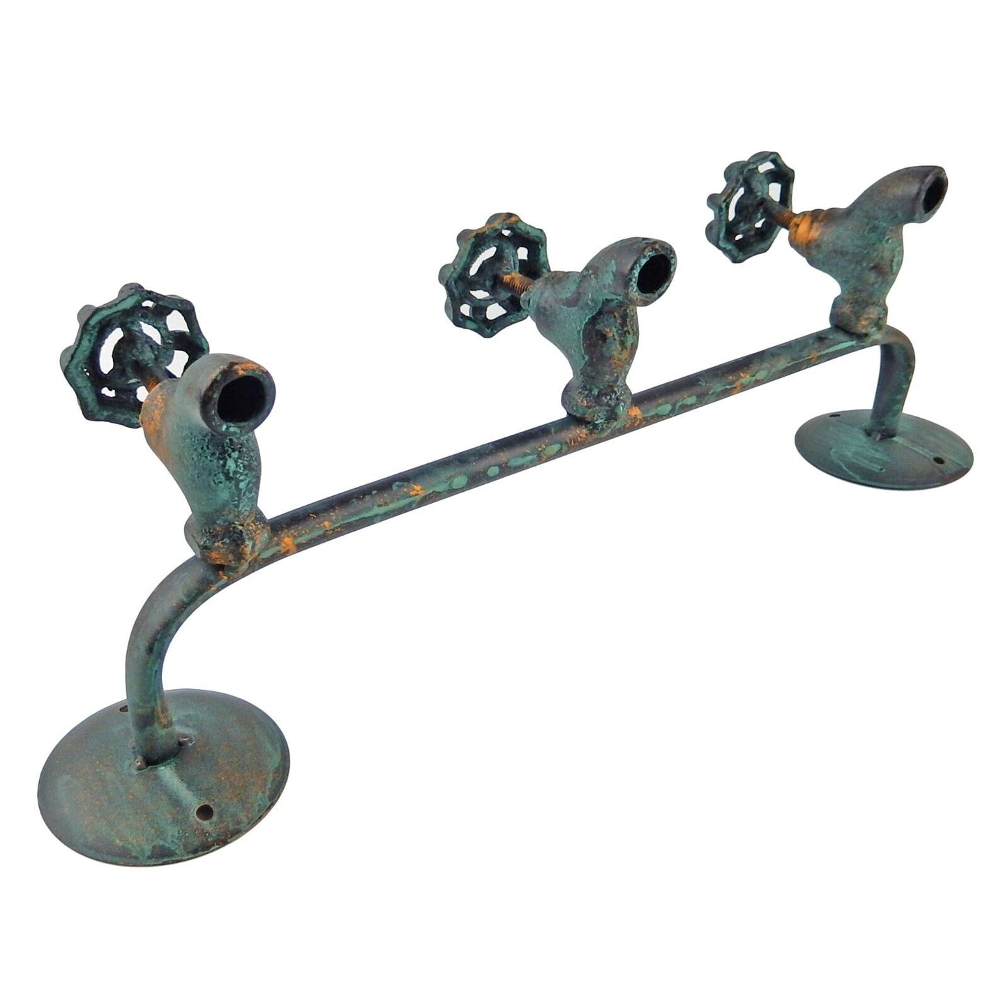 3 Knobs Water Spigot Wall Hook Iron Coat Rack Towel Hanger Vintage Copper Look