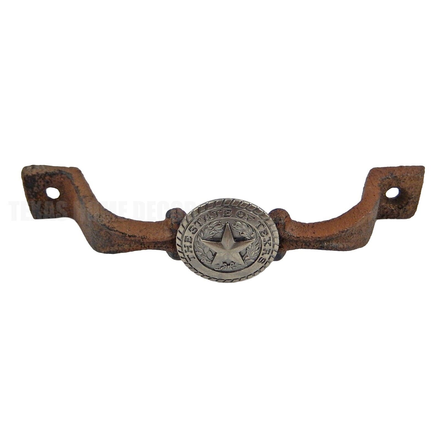 State of Texas Silver Star Seal Cabinet Drawer Door Handle Pull Rustic Cast Iron