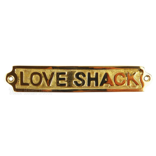 Love Shack Wall Plaque Sign Polished Solid Brass Nautical Beach House Boat