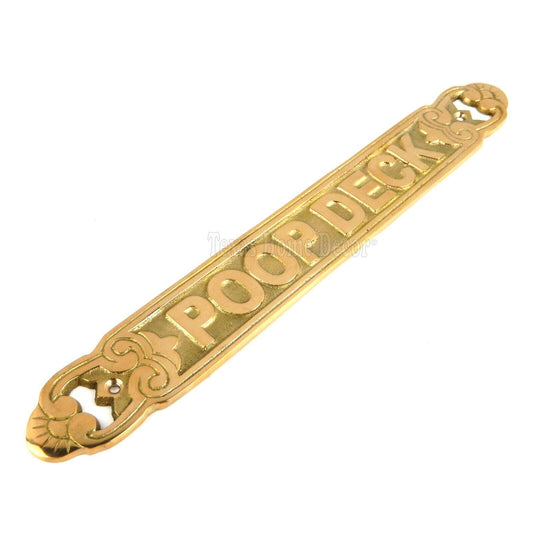Poop Deck Fancy Wall Plaque Sign Polished Solid Brass Nautical Beach House Boat