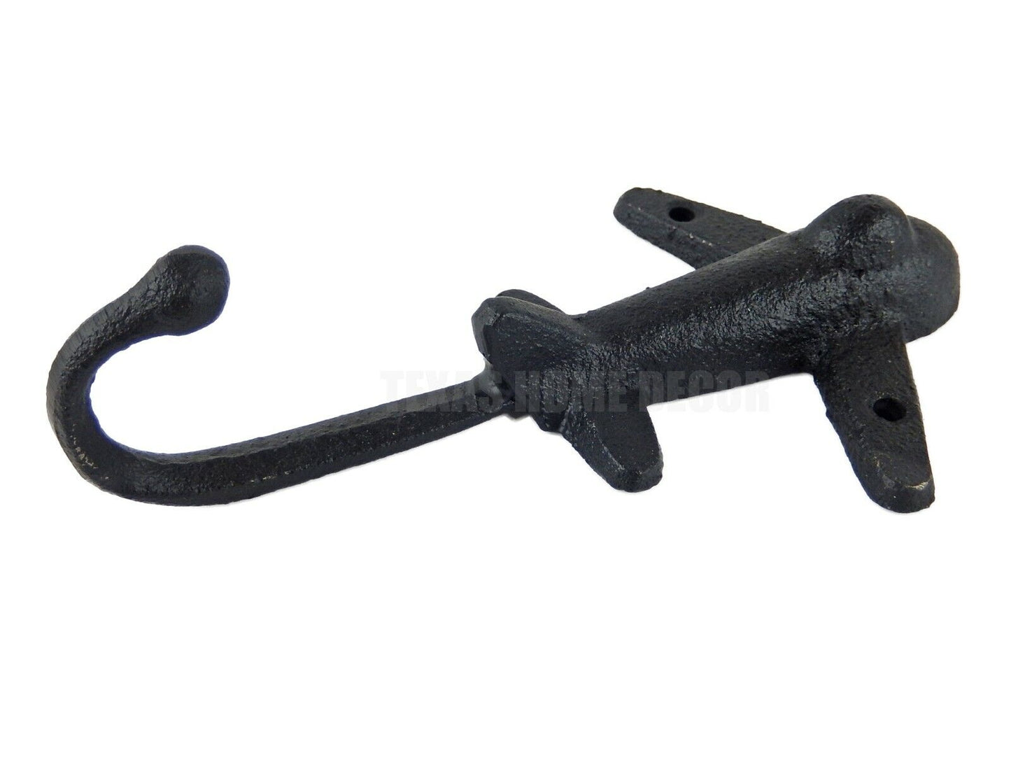 Airplane Wall Hook Cast Iron Coat Towel Key Hanger Aviation Decor Black 6 1/2"