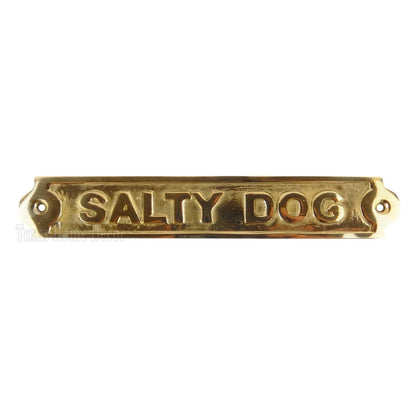 Salty Dog Wall Plaque Sign Polished Solid Brass Nautical Beach House Boat Decor