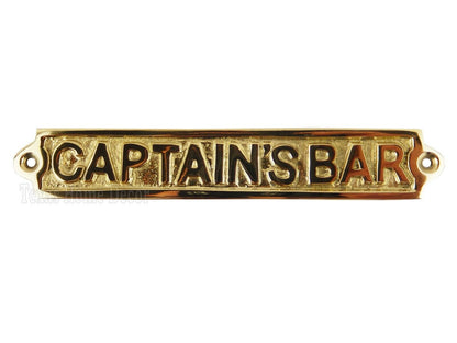 Captain's Bar Wall Plaque Sign Polished Solid Brass Nautical Beach House Boat