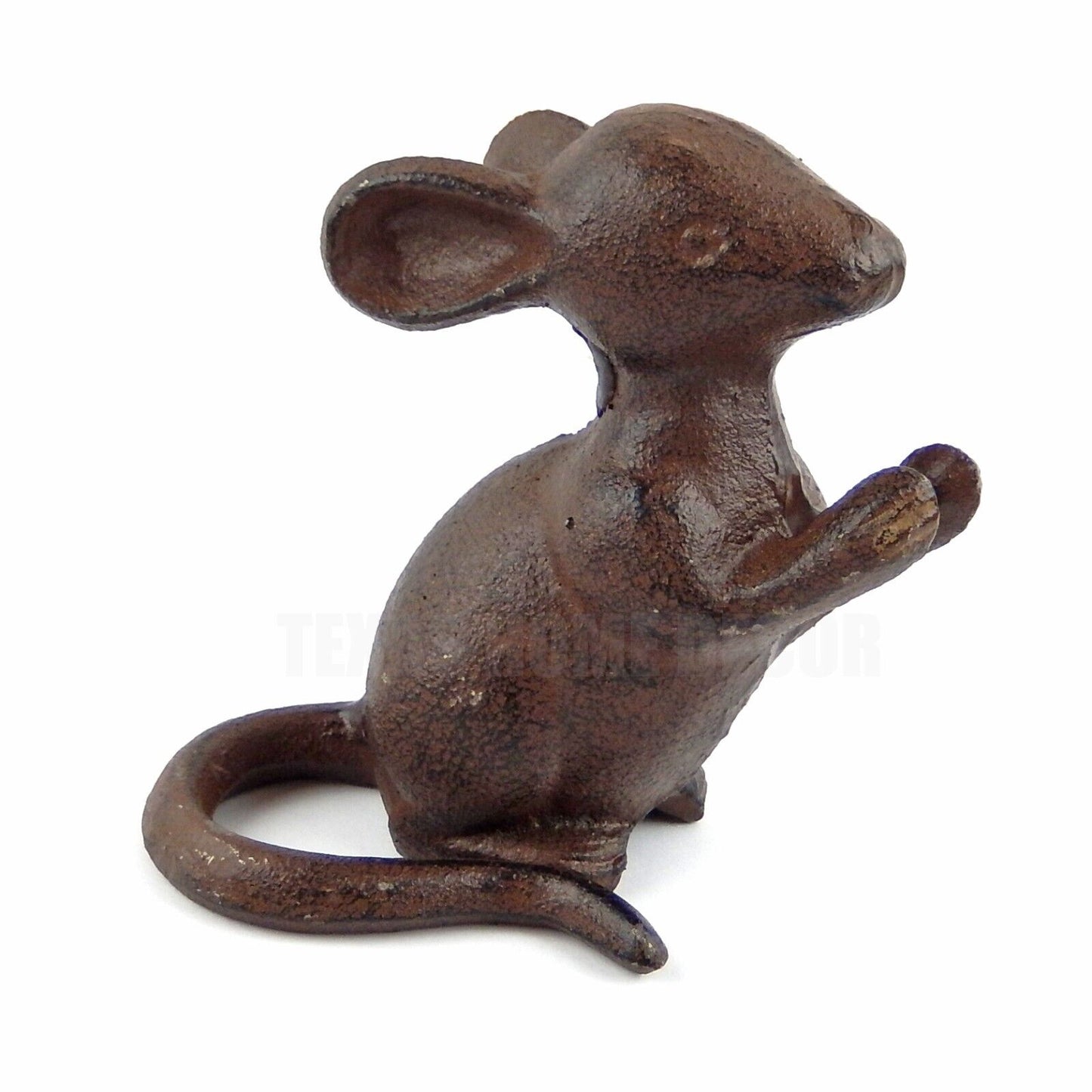 Cast Iron Mouse Figurine Statue Rustic Brown 4 1/4 inch Tall