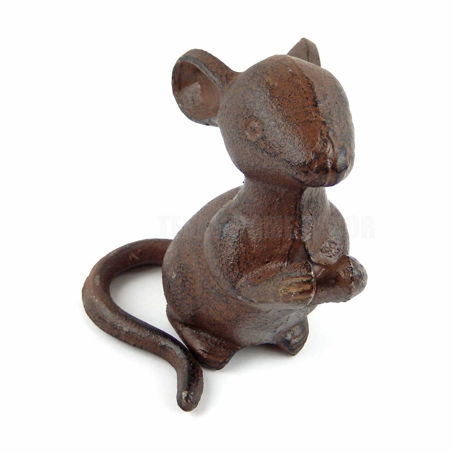 Cast Iron Mouse Figurine Statue Rustic Brown 4 1/4 inch Tall