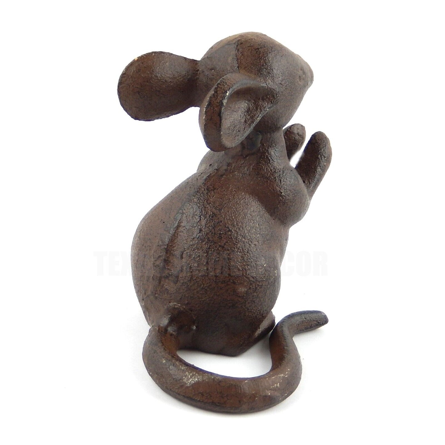 Cast Iron Mouse Figurine Statue Rustic Brown 4 1/4 inch Tall