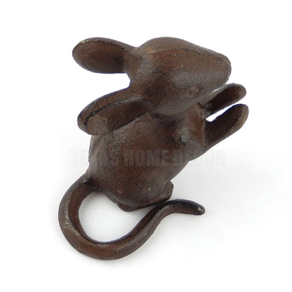 Cast Iron Mouse Figurine Statue Rustic Brown 4 1/4 inch Tall