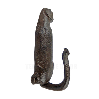 Cast Iron Beagle Dog Tail Leash Wall Hook Key Towel Coat Hanger Rustic Brown