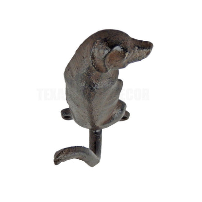 Cast Iron Beagle Dog Tail Leash Wall Hook Key Towel Coat Hanger Rustic Brown