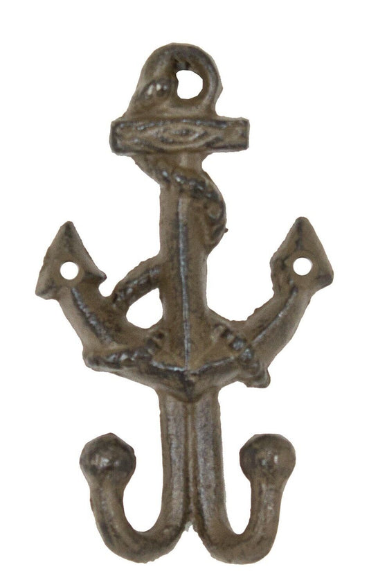 Ship Anchor Double Wall Hook Key Rack Coat Hanger Towel Hook Nautical Cast Iron