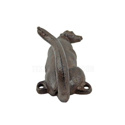 Cast Iron Beagle Dog Tail Leash Wall Hook Key Towel Coat Hanger Rustic Brown