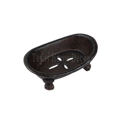 Bathtub Soap Dish Holder Cast Iron Western Decor Rustic Antique Style Oval