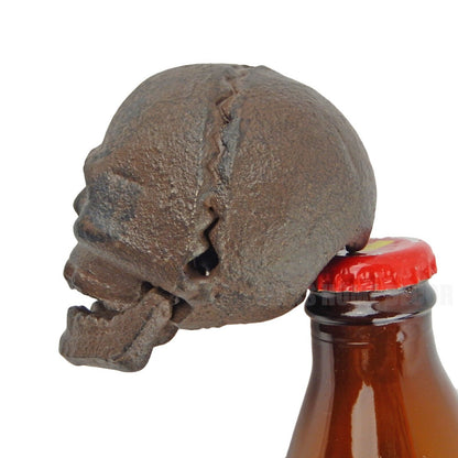 Human Skull Beer Soda Bottle Opener Rustic Cast Iron Hand Held Gothic Biker