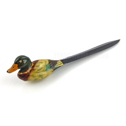 Vintage Style Mallard Duck Letter Opener Hand Painted Plastic 8 1/4 in Long