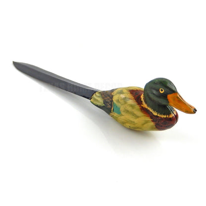 Vintage Style Mallard Duck Letter Opener Hand Painted Plastic 8 1/4 in Long