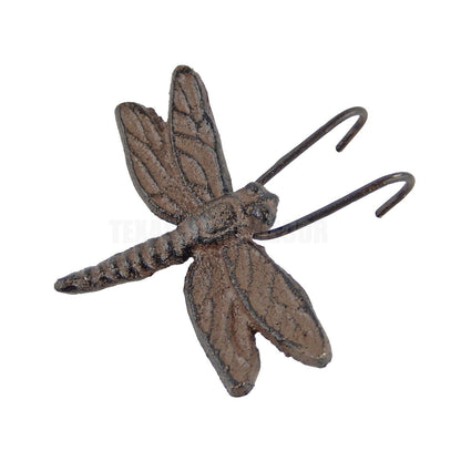 Dragonfly Flower Pot Ornament Hook Cast Iron Garden Yard Hanger Rustic Brown