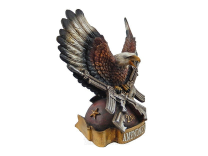 Second Amendment Bald American Eagle Statue Figurine Crossed Guns Rifle 9 1/4 in