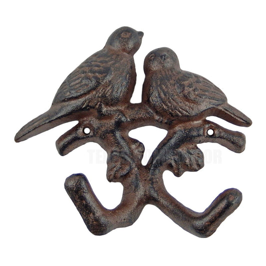 Birds on Tree Branch Wall Hook Coat Rack Purse Towel Key Hanger Rustic Cast Iron