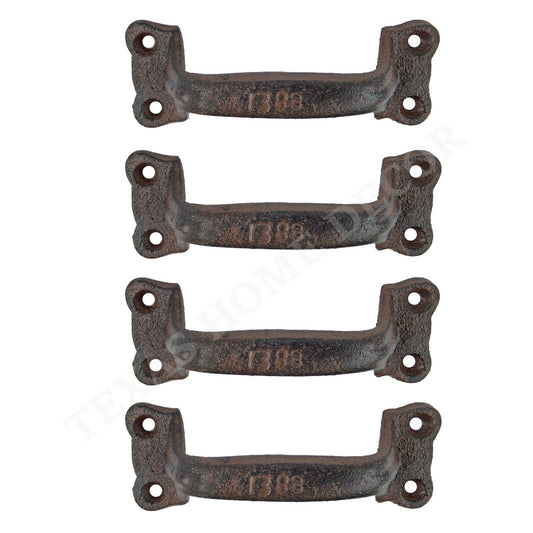 4 Handles Cast Iron Door Drawer Pull Antique Look Rustic Barn Gate Shed Cabinet