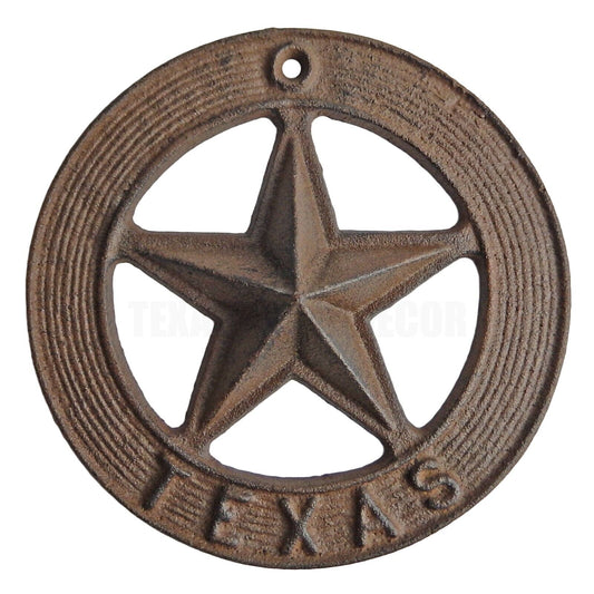 Cast Iron Texas Barn Star With Circle Heavy Duty Rustic Western Wall Decor 7.5"