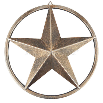 12" Metal Texas Barn Star Tube Ring Brushed Copper Silver Finish Plaque Sign