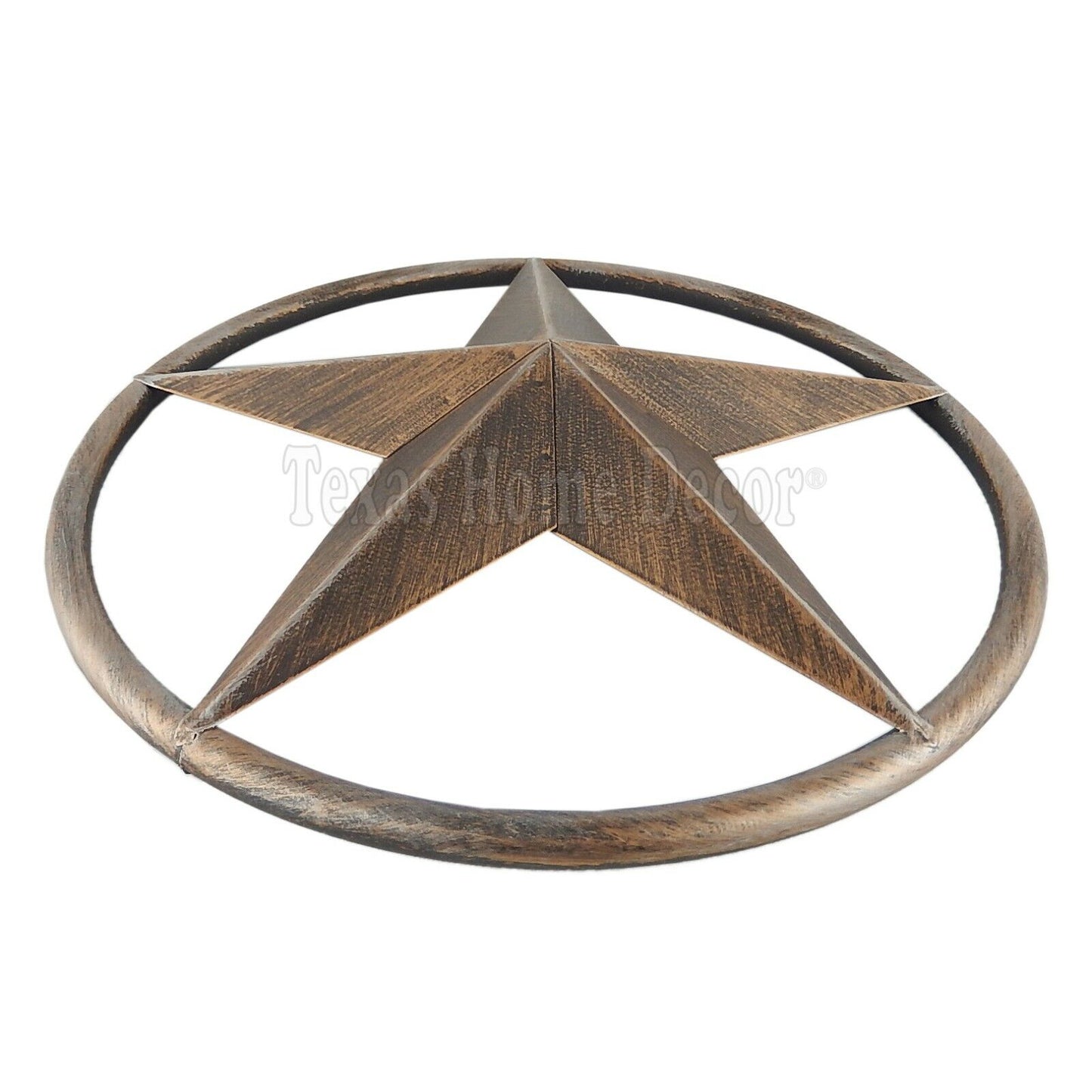 12" Metal Texas Barn Star Tube Ring Brushed Copper Silver Finish Plaque Sign