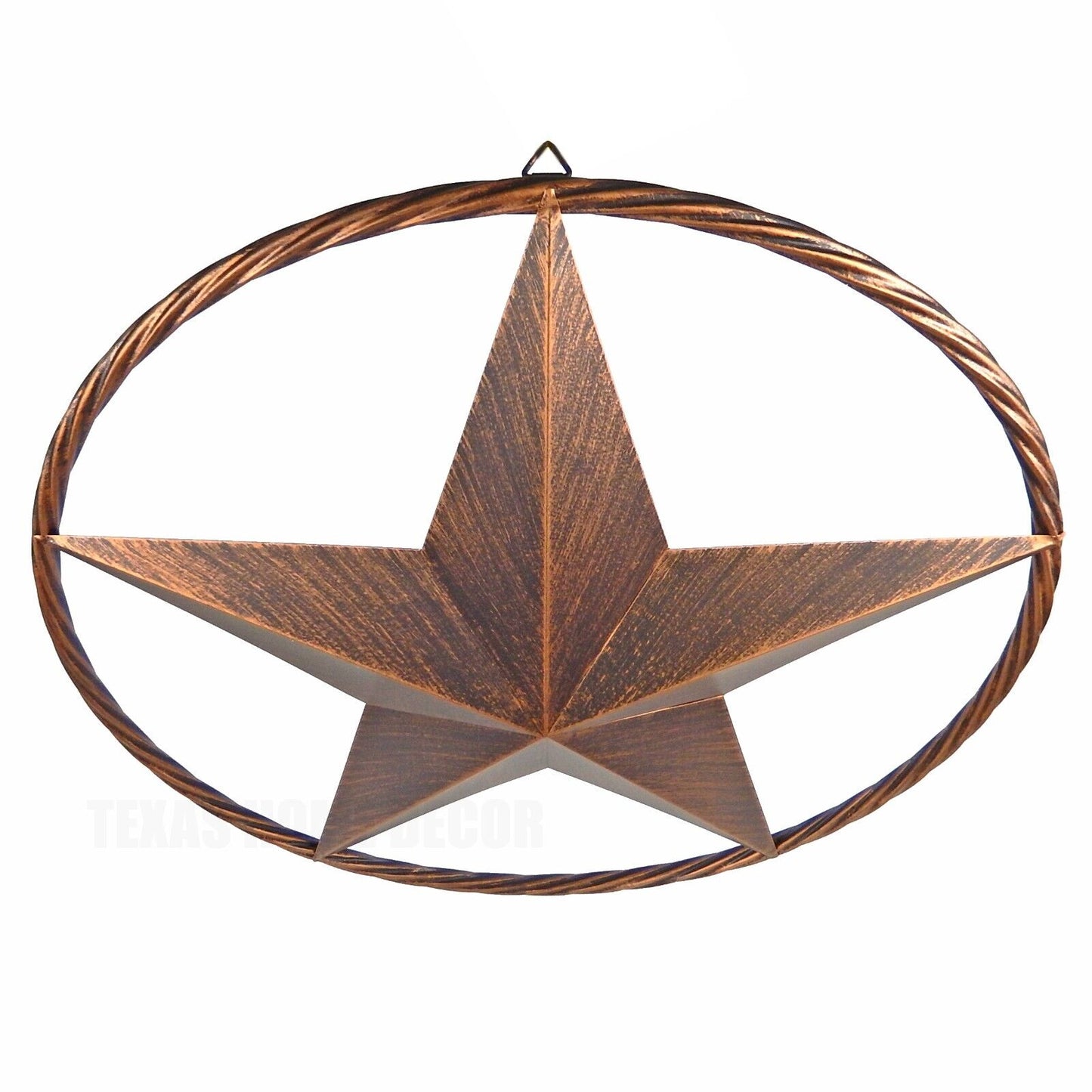 Metal Barn Star with Rope Ring Circle Large Texas Western Brushed Copper 17.5 in