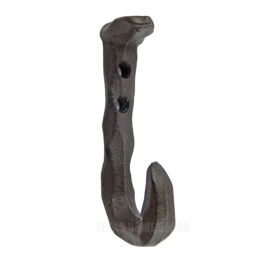 Bent Railroad Spike Wall Hook Cast Iron Hammer Forged Industrial Coat Hanger