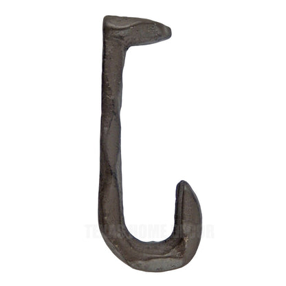 Bent Railroad Spike Wall Hook Cast Iron Hammer Forged Industrial Coat Hanger