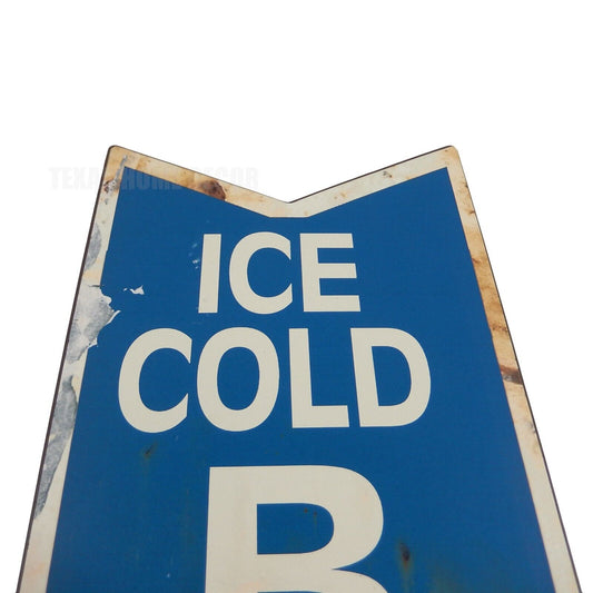 Ice Cold Beer The Coldest Beer In Town Arrow Metal Sign Rustic Bar Decor 22 1/2"