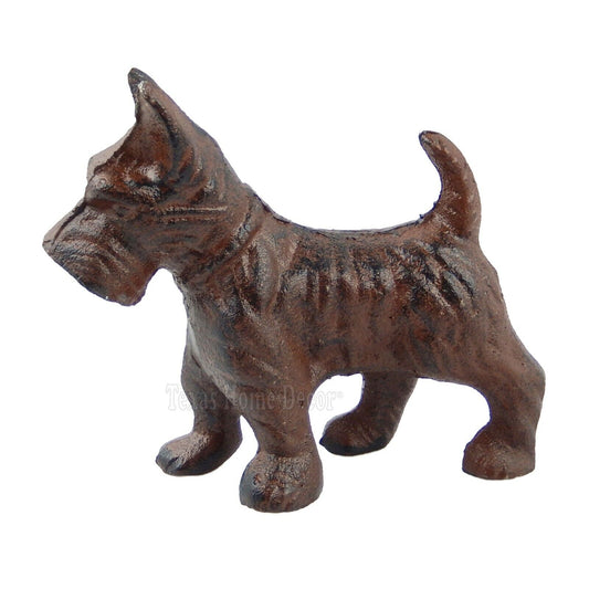 Scottie Dog Figurine Statue Cast Iron Rustic Brown Finish Paper Weight 4" Tall