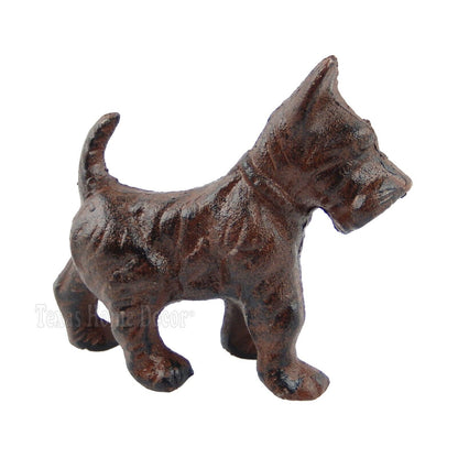 Scottie Dog Figurine Statue Cast Iron Rustic Brown Finish Paper Weight 4" Tall