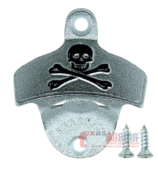 Embossed Skull and Bones Biker Pirate Beer Bottle Opener Wall Mount Starr X