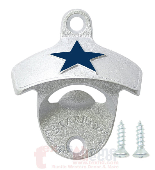 Dallas Cowboys Beer Bottle Opener Cast Iron Wall Mounted Embossed Navy Star