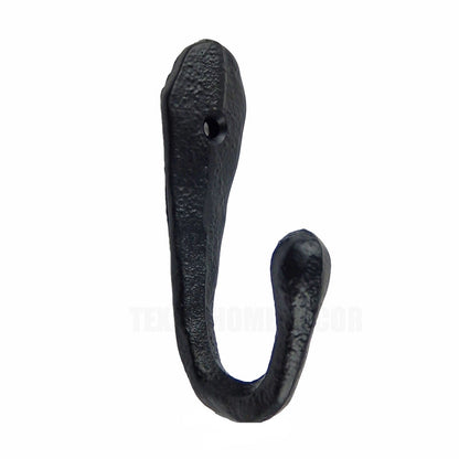 Simple Cast Iron Wall Hook Key Towel Coat Hanger Matte Black Finish 4 in Tall