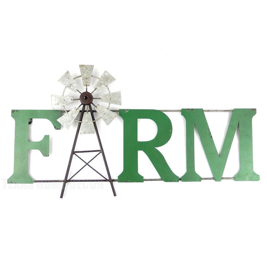 Windmill Farm Marker Metal Wall Plaque Sign Rustic Old Weathered Finish 24 inch