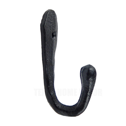 Simple Cast Iron Wall Hook Key Towel Coat Hanger Matte Black Finish 4 in Tall