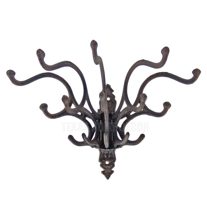 Large Swivel Wall Hook Cast Iron Coat Rack Purse Hanger Victorian Rusty Brown