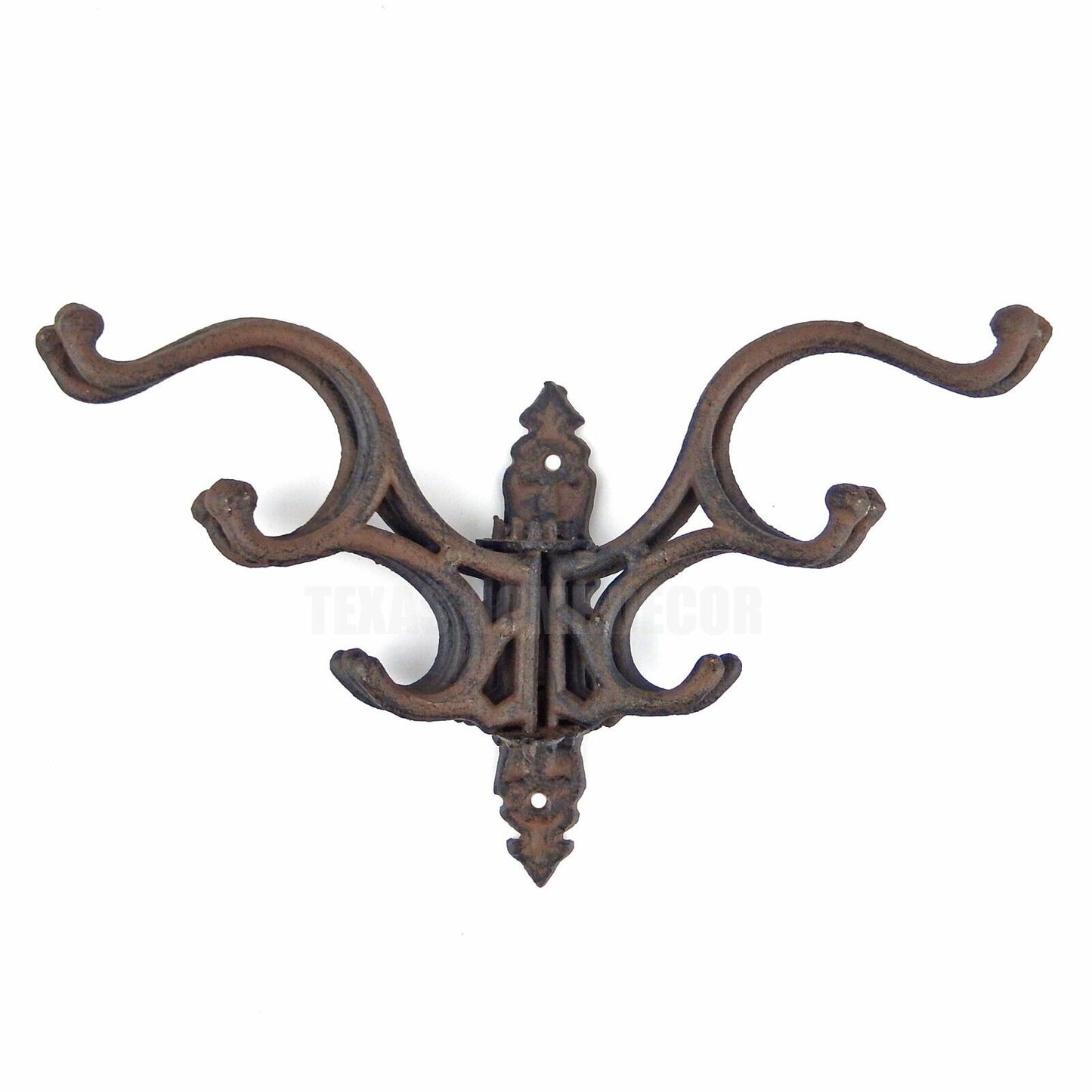 Large Swivel Wall Hook Cast Iron Coat Rack Purse Hanger Victorian Rusty Brown