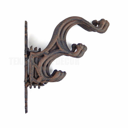 Large Swivel Wall Hook Cast Iron Coat Rack Purse Hanger Victorian Rusty Brown