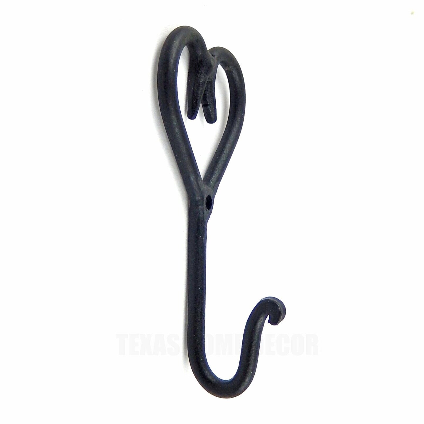 Tiny Small Heart Shaped Metal Wall Hook Key Hanger Wrought Iron Rustic Black 3"