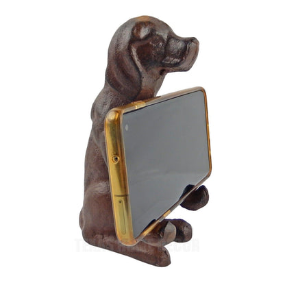 Cast Iron Sitting Dog Phone or Business Card Holder Heavy Duty Figurine Statue