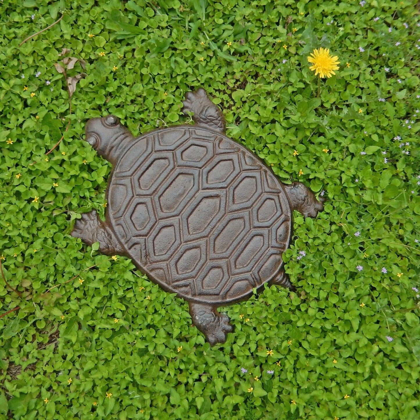 Large Cast Iron Turtle Stepping Stone Garden Yard Pond Decor Rustic Brown 12.5"