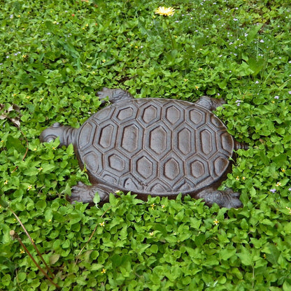 Large Cast Iron Turtle Stepping Stone Garden Yard Pond Decor Rustic Brown 12.5"