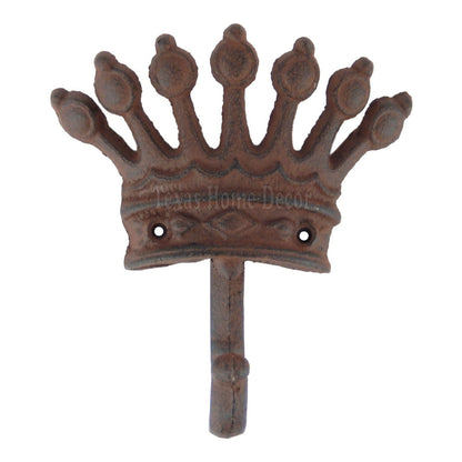 Princess Crown Wall Hook Cast Iron Towel Coat Key Hanger Rustic Brown