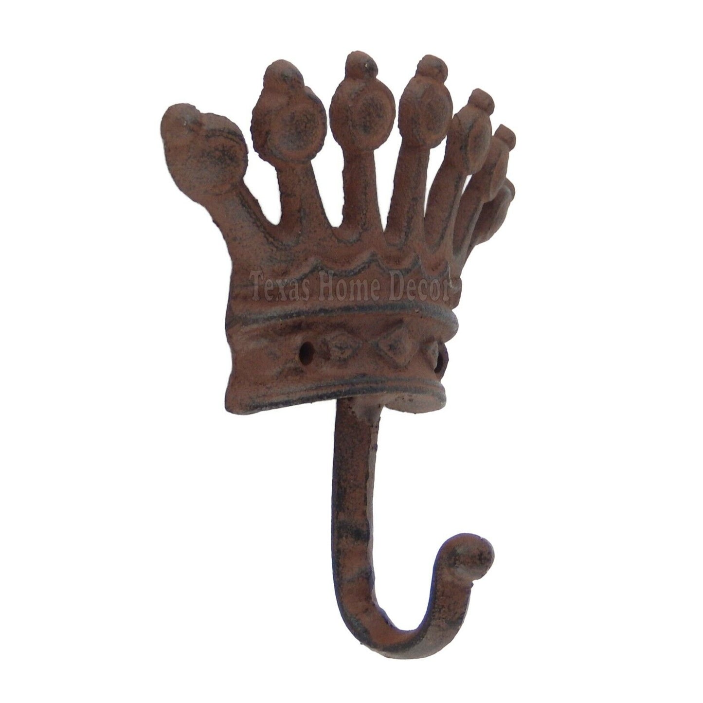 Princess Crown Wall Hook Cast Iron Towel Coat Key Hanger Rustic Brown