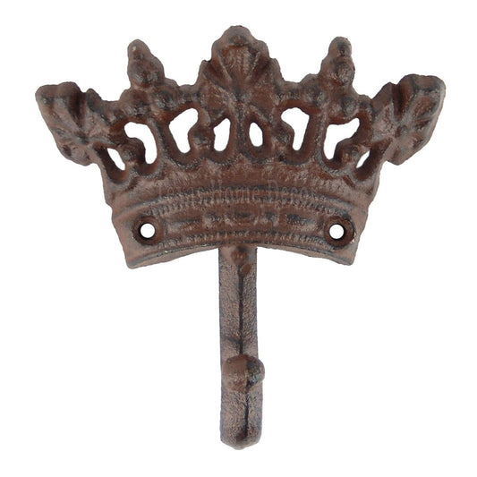 Queen Crown Wall Hook Cast Iron Towel Coat Key Hanger Rustic Brown